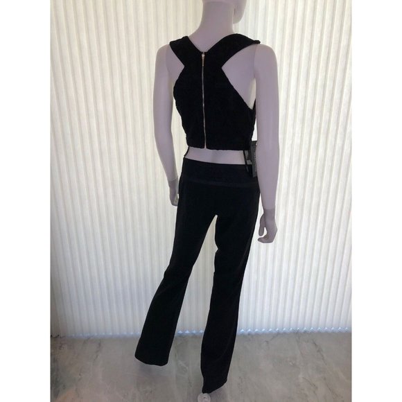 NWT Marciano Women's Suit Set 2 Pieces Black Lace Pants High Waist 2 Crop Top 8 - Picture 7 of 12